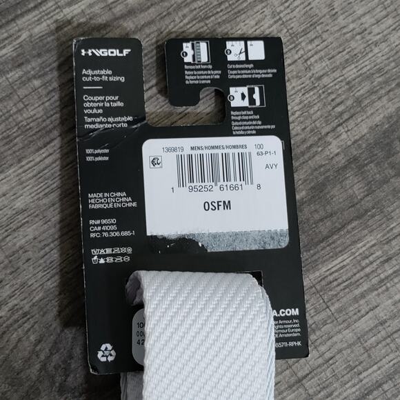 Under Armour Men's Webbing Belt Buckle Reversible Adjustable (Grey/White) OSFM - Picture 2 of 4